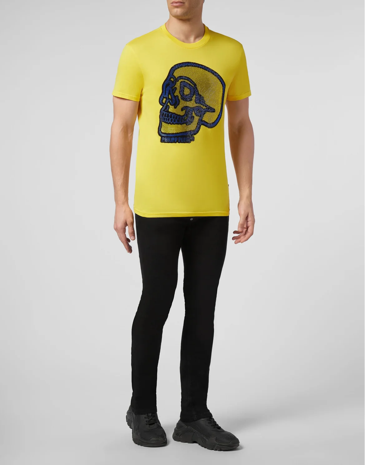 T-shirt Round Neck SS Crystal outline Skull, цвет: Желтый