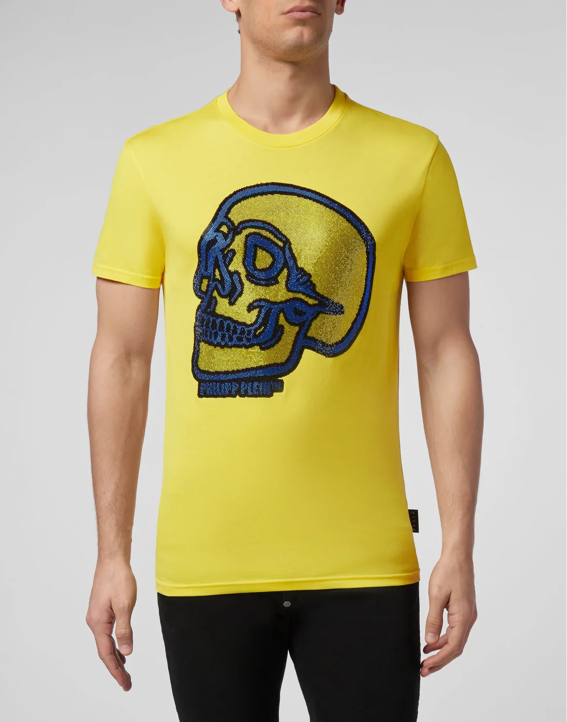 T-shirt Round Neck SS Crystal outline Skull, цвет: Желтый