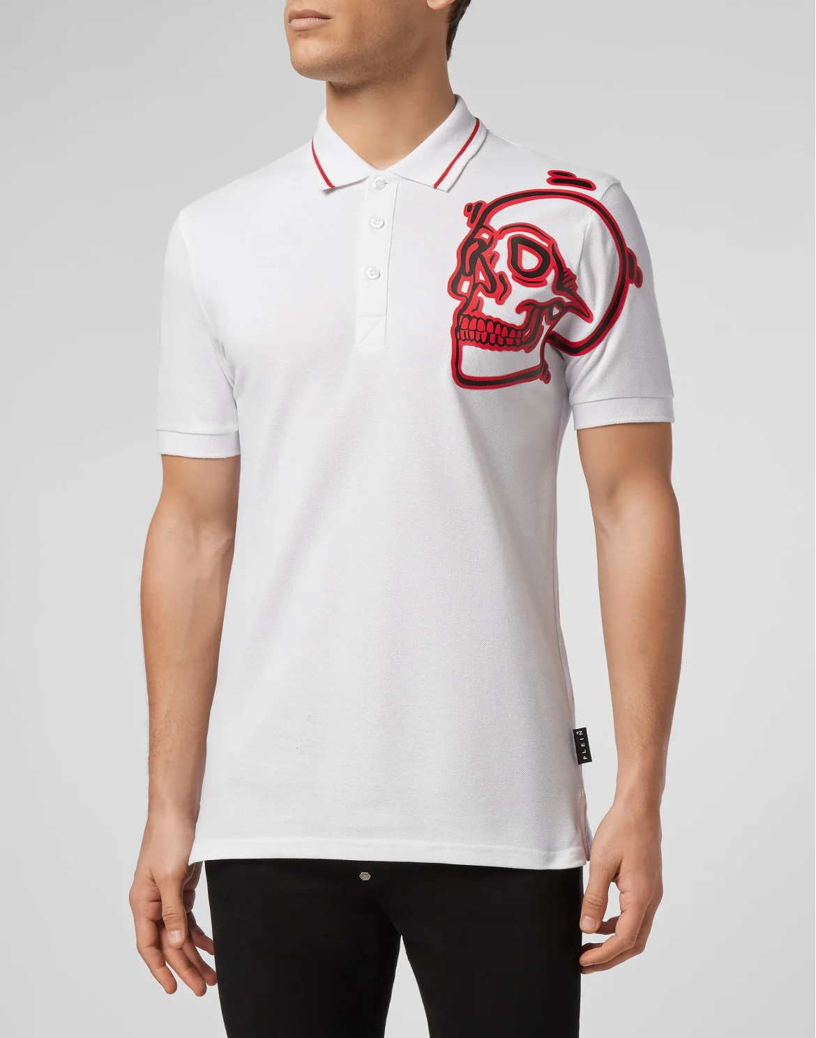Slim Fit Polo shirt SS Outline Skull, цвет: Белый