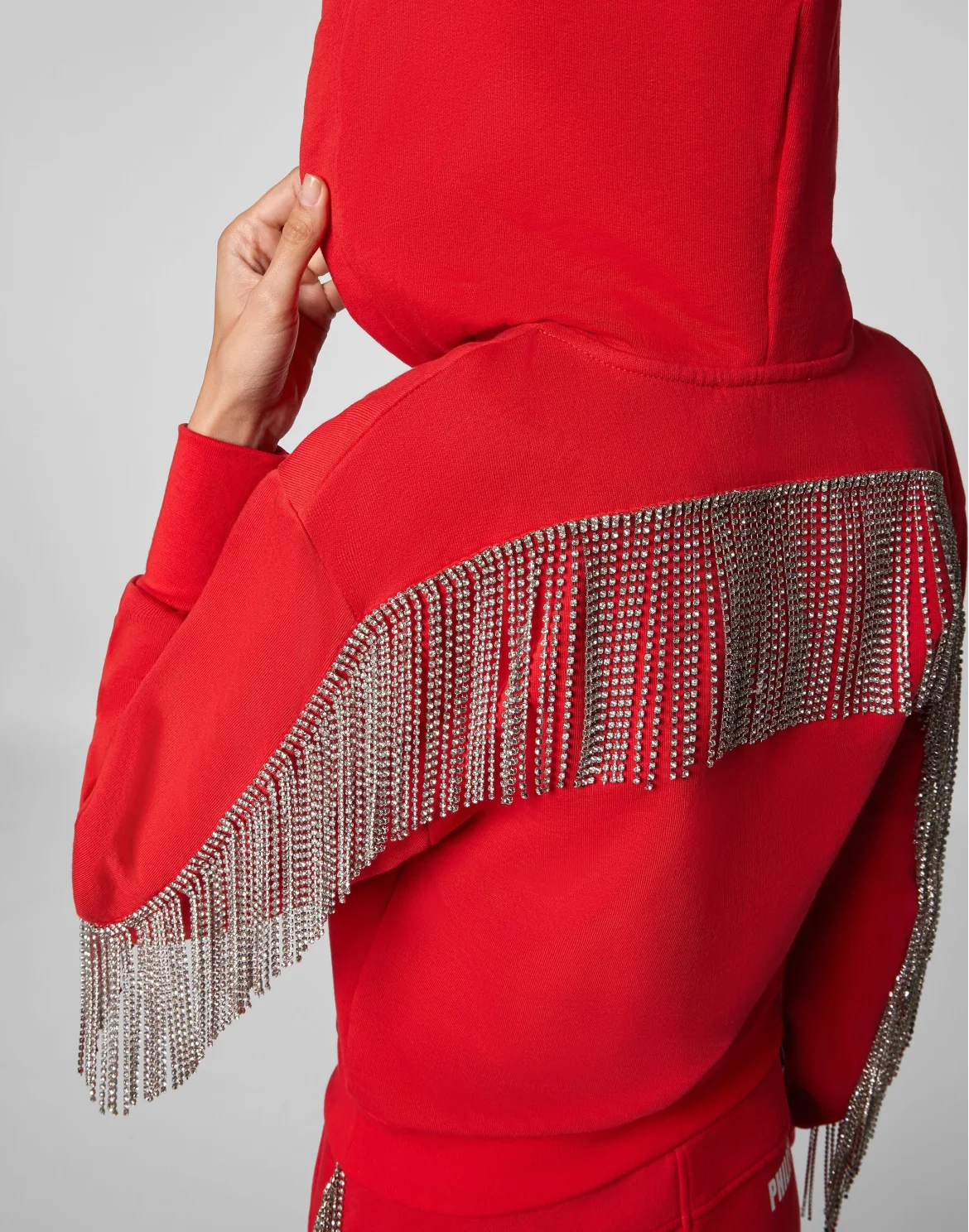 Hoodie Sweatjacket Crystal Fringe, цвет: Красный