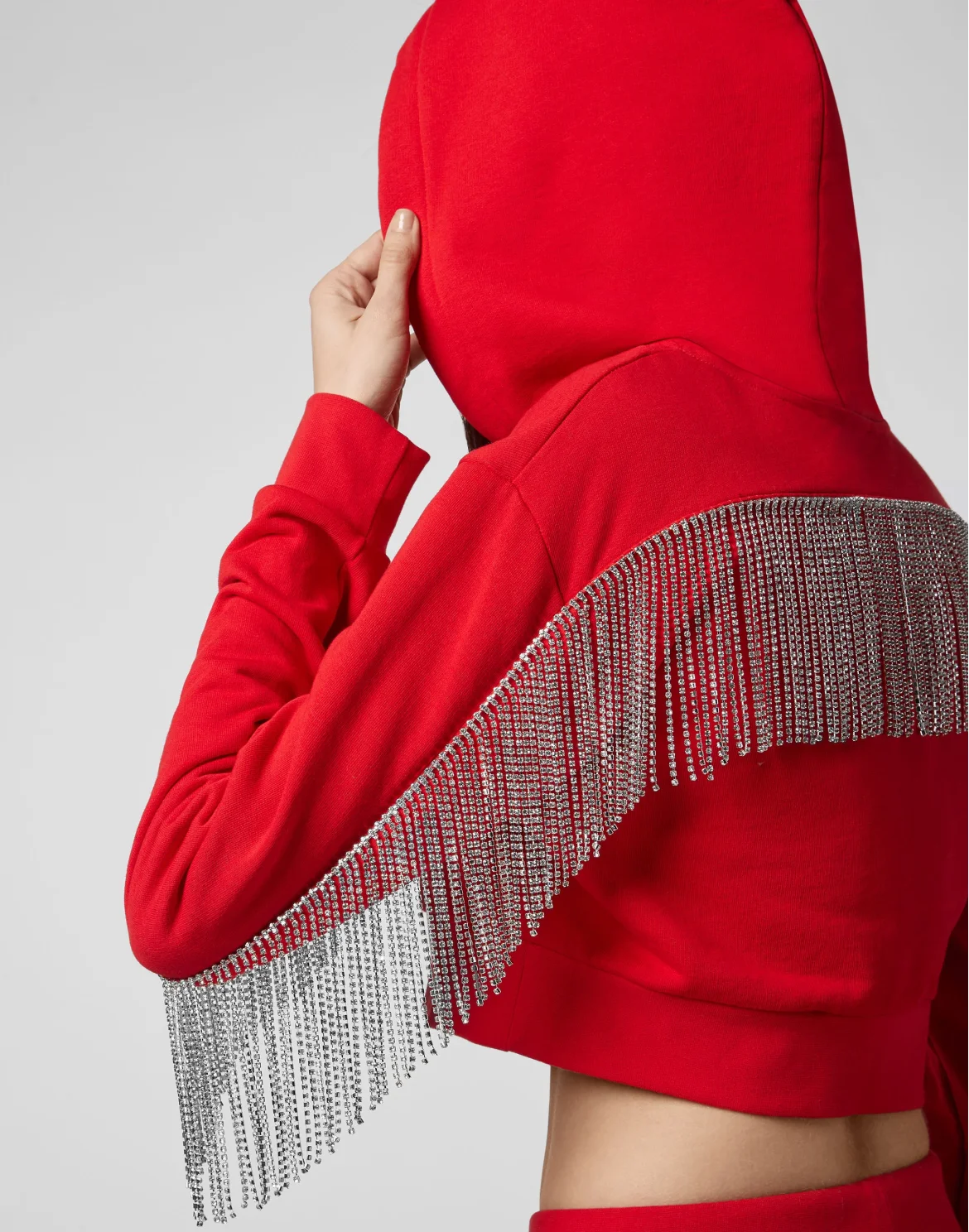 Hoodie Sweatjacket Crystal Fringe, цвет: Красный
