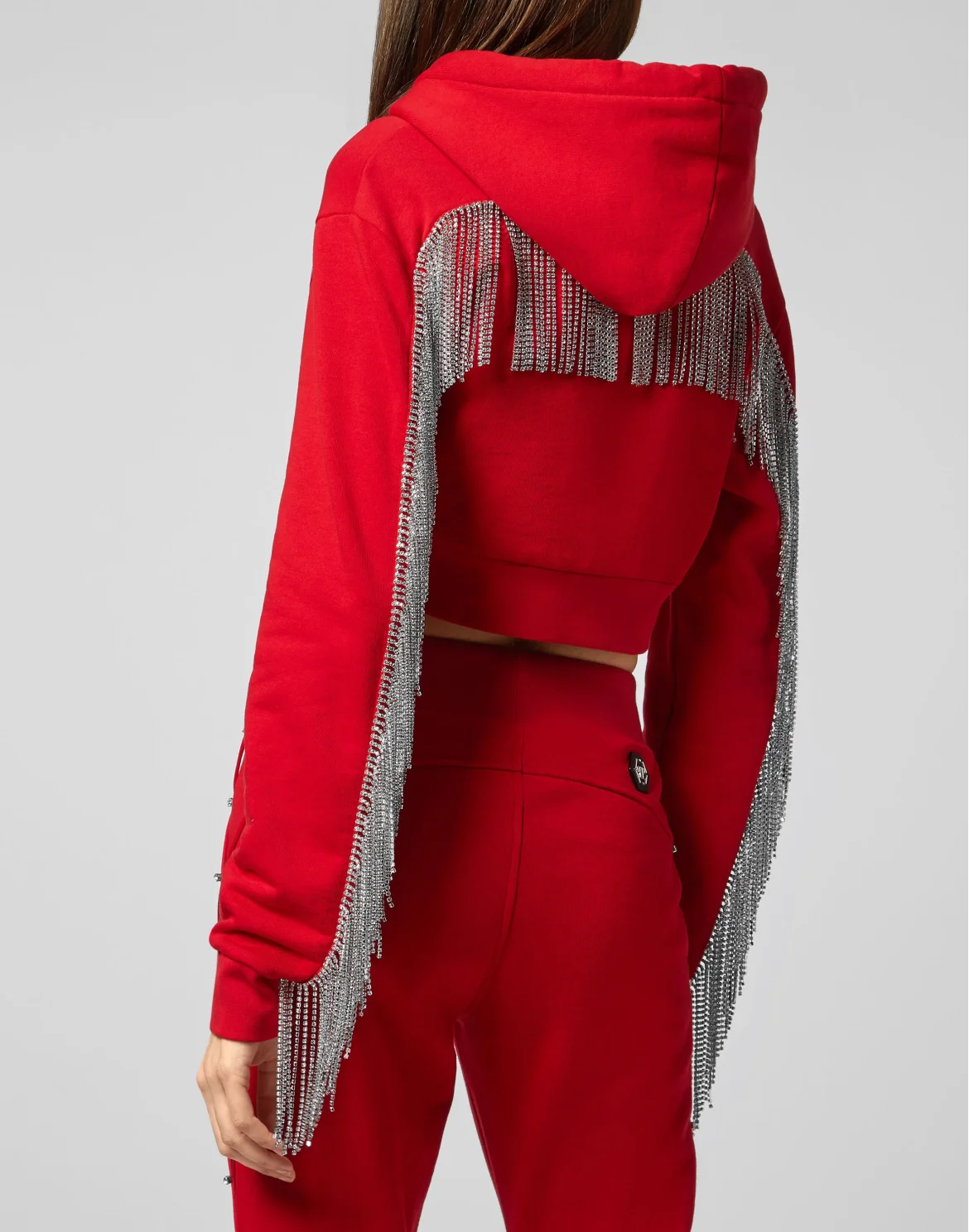 Hoodie Sweatjacket Crystal Fringe, цвет: Красный