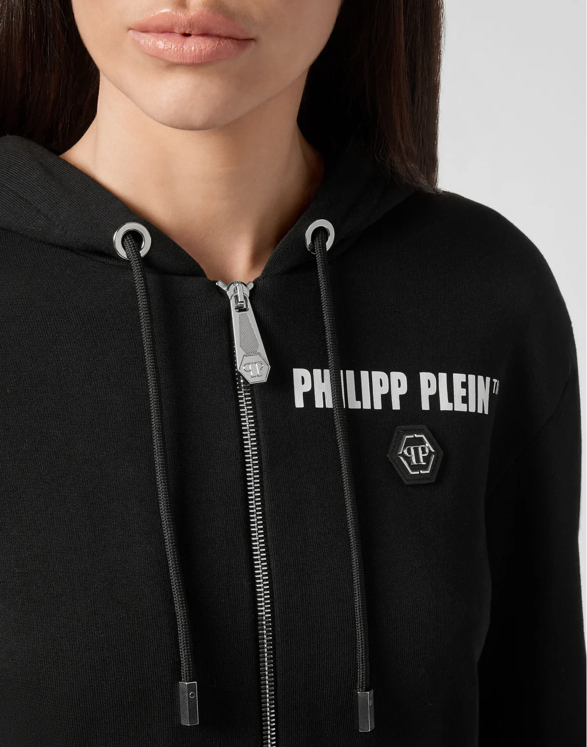 Hoodie Sweatjacket Silver Fringe, цвет: Черный