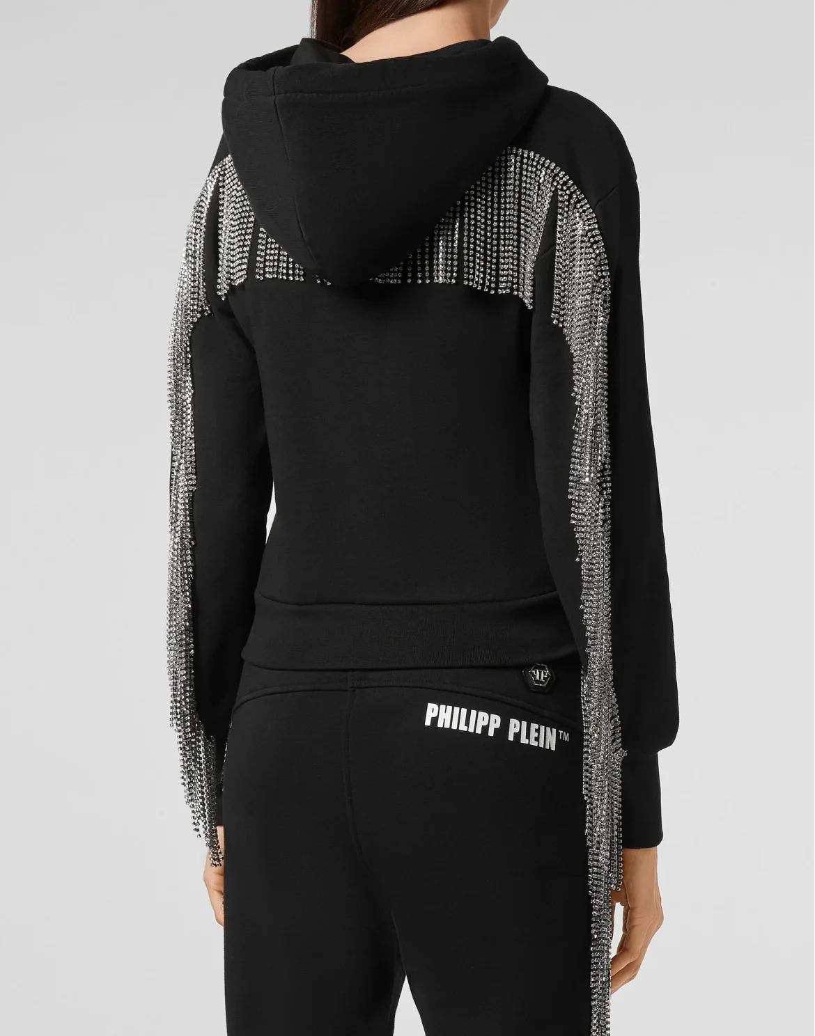 Hoodie Sweatjacket Silver Fringe, цвет: Черный