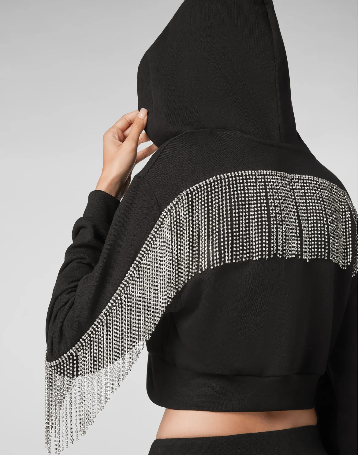Hoodie Sweatjacket Silver Fringe, цвет: Черный