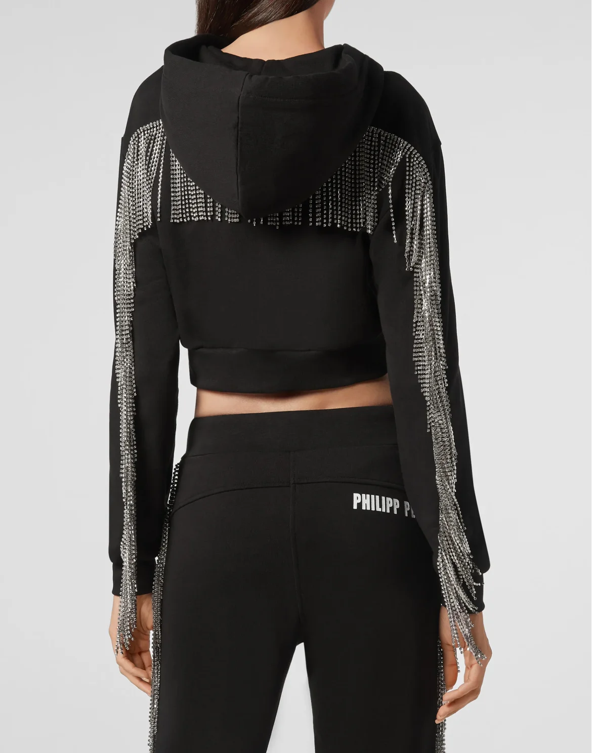 Hoodie Sweatjacket Silver Fringe, цвет: Черный