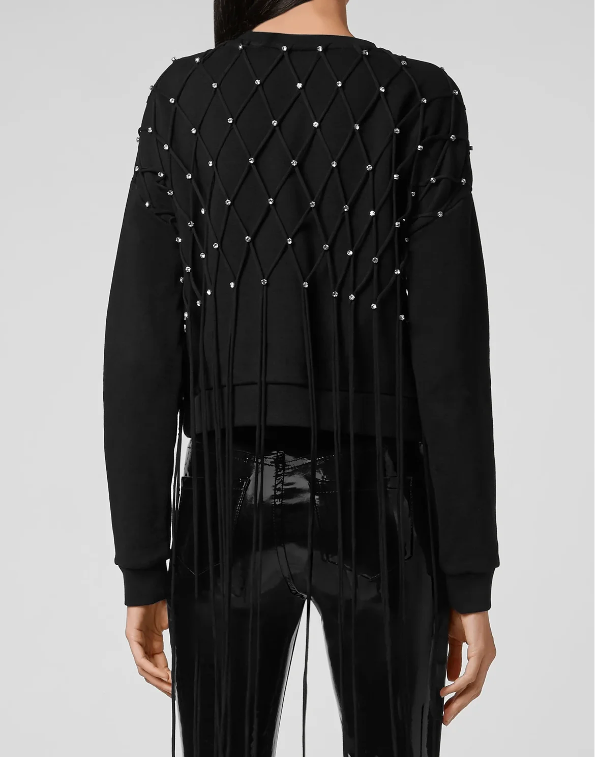 Sweatshirt LS Net Crystal Touch Fringe, цвет: Черный
