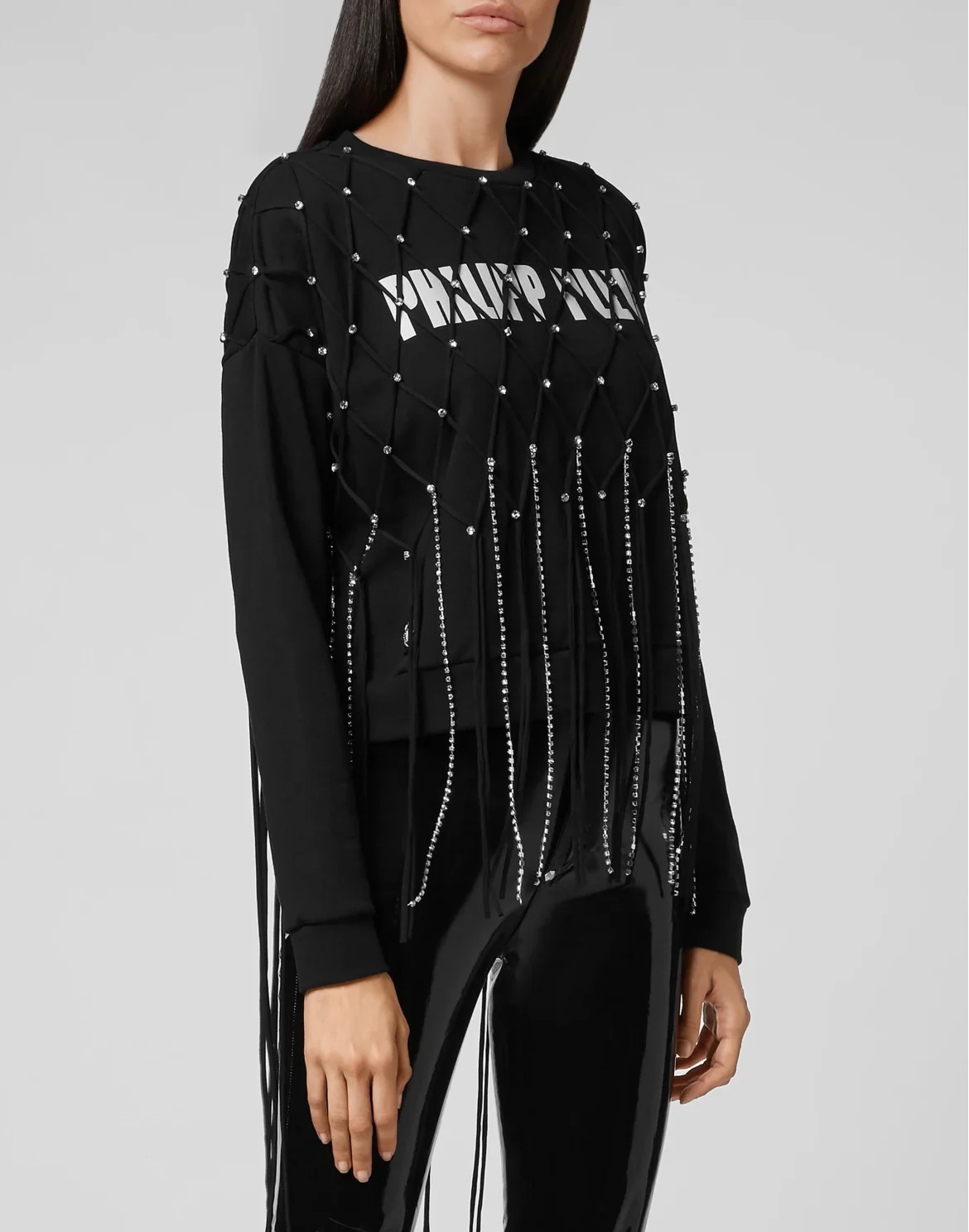Sweatshirt LS Net Crystal Touch Fringe, цвет: Черный