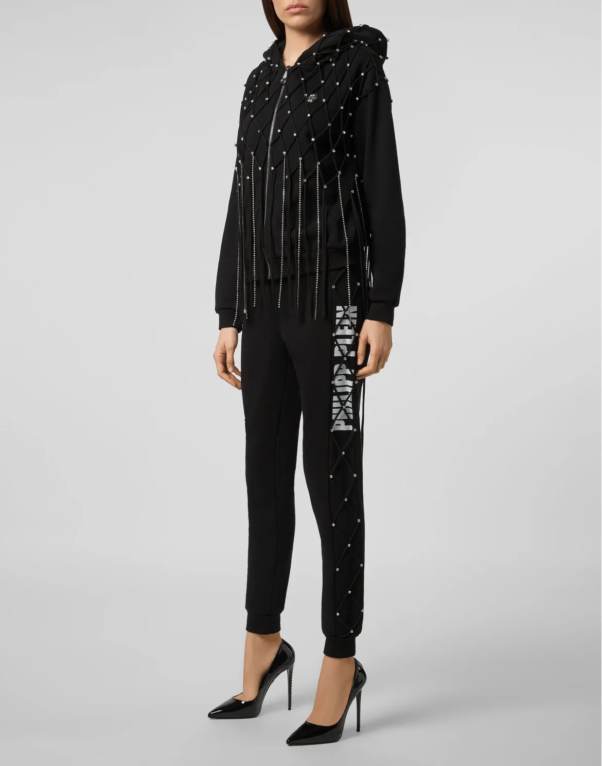 Jogging Trousers Net Crystal Touch Fringe, цвет: Черный
