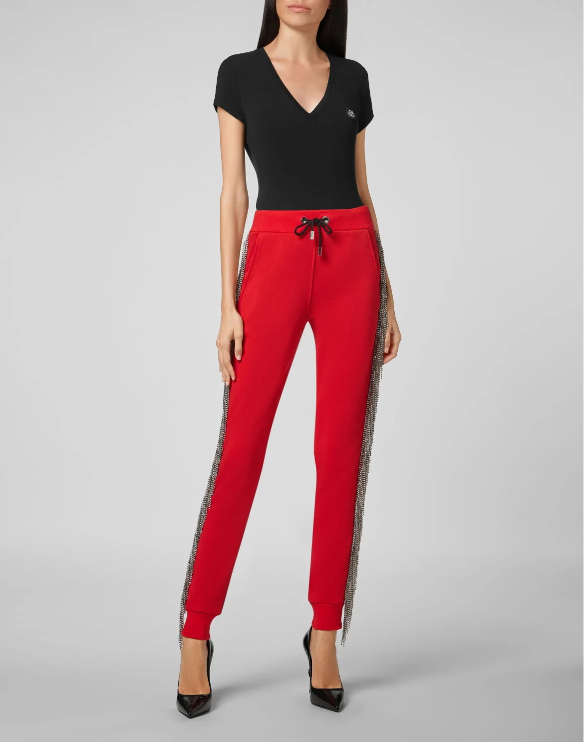 Jogging Trousers Crystal Fringe, цвет: Красный