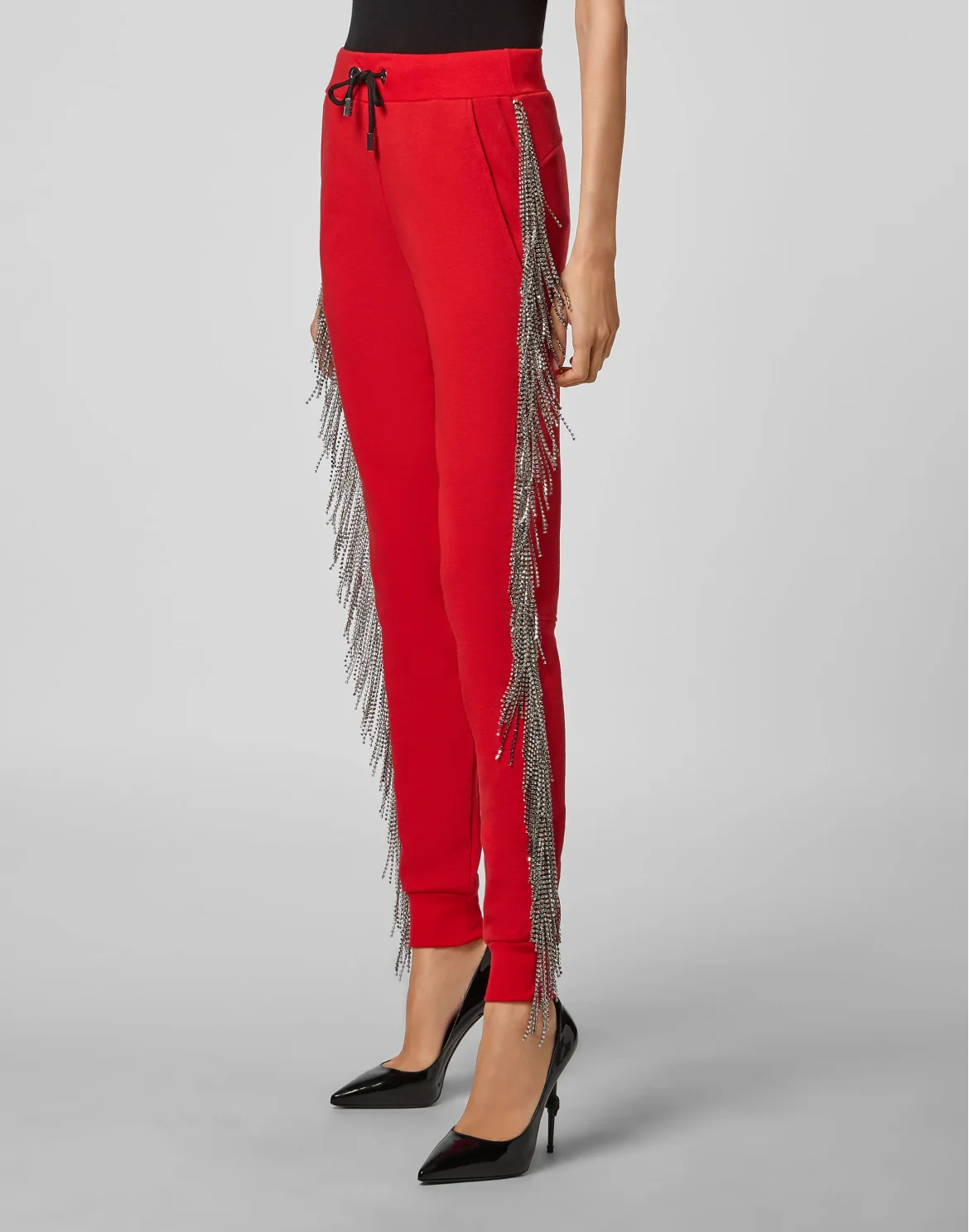 Jogging Trousers Crystal Fringe, цвет: Красный