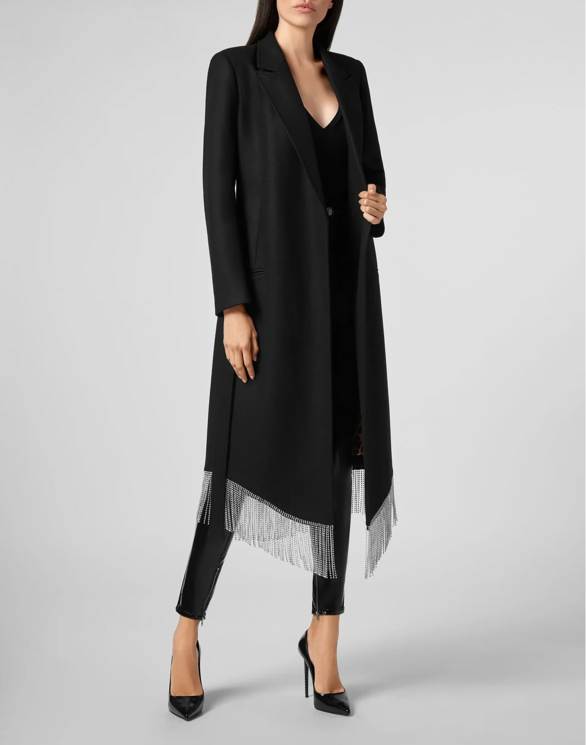 Nara Full Color Crystal  Classic Coat  Fringe, цвет: Черный