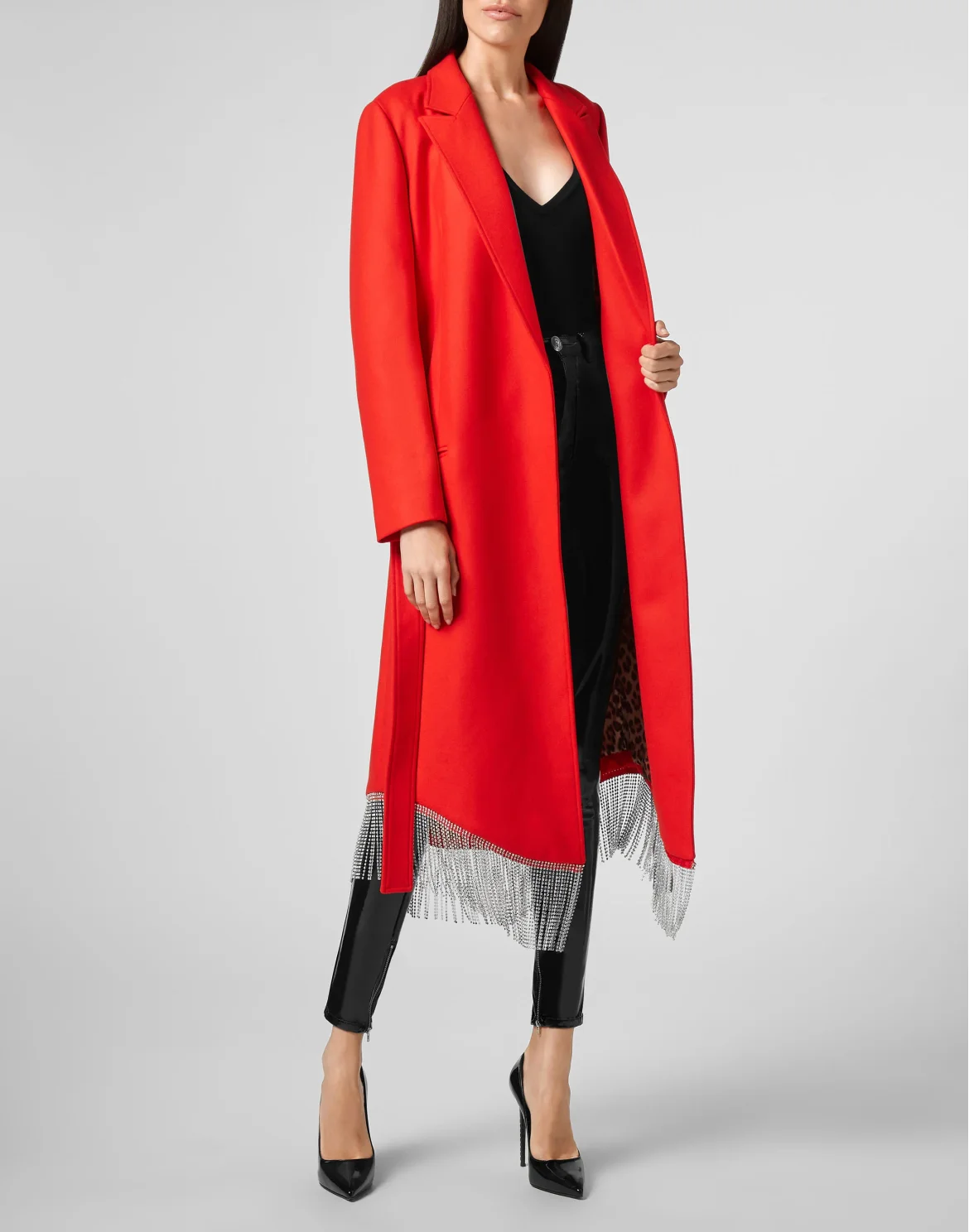 Nara Full Color Crystal  Classic Coat  Fringe, цвет: Красный