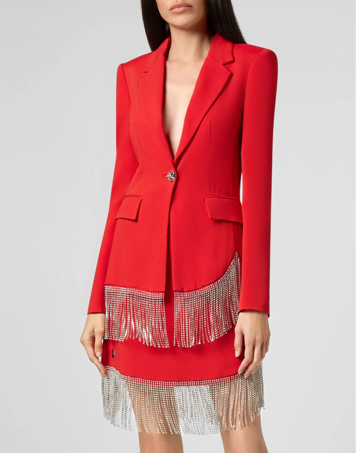 Sophia Full Color Crystal  Blazer Fringe, цвет: Красный