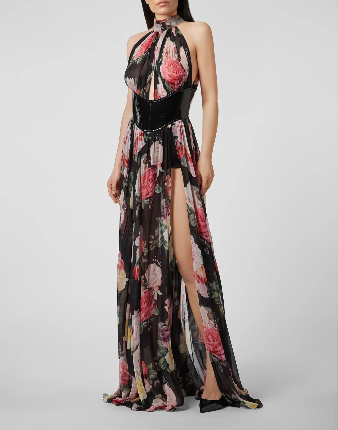 Long Dress Vittoria  Flowers, цвет: Черный