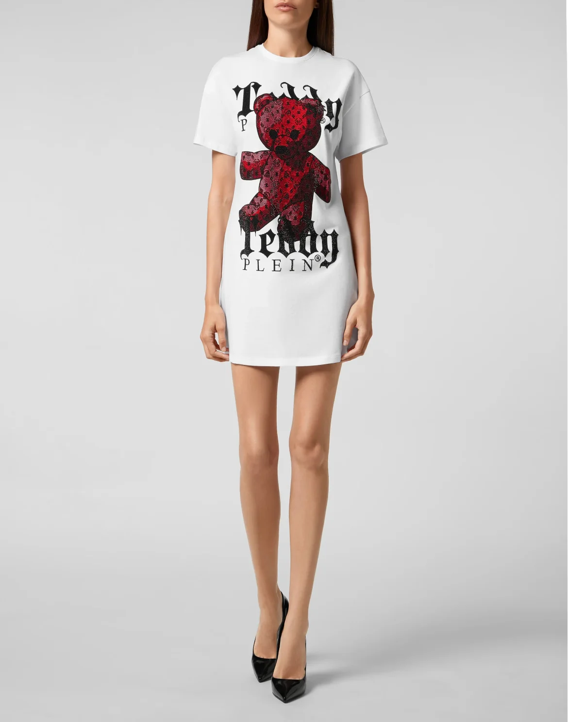 T-Shirt Short Dresses Monogram Teddy Bear, цвет: Белый