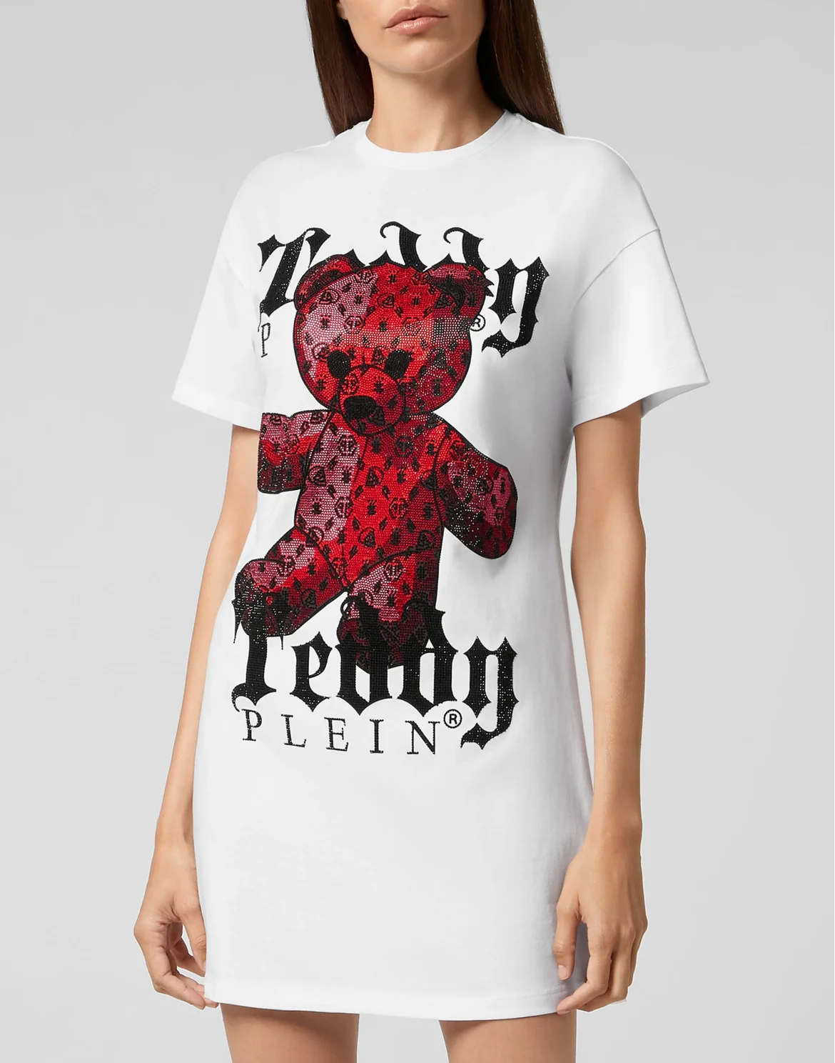 T-Shirt Short Dresses Monogram Teddy Bear, цвет: Белый