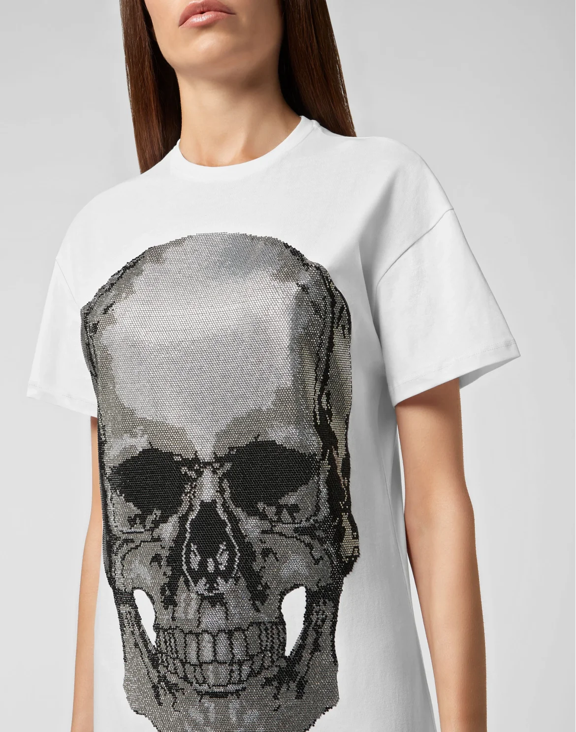 T-Shirt Short Dresses Classic Skull strass, цвет: Белый