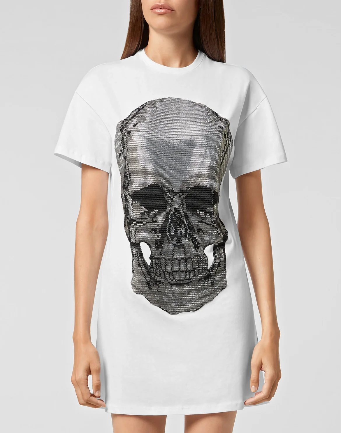 T-Shirt Short Dresses Classic Skull strass, цвет: Белый