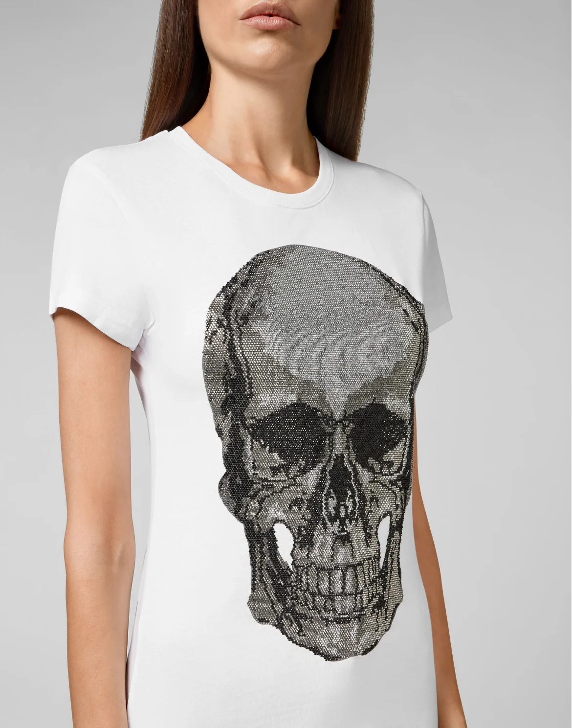 T-shirt Round Neck SS Classic Skull strass, цвет: Белый