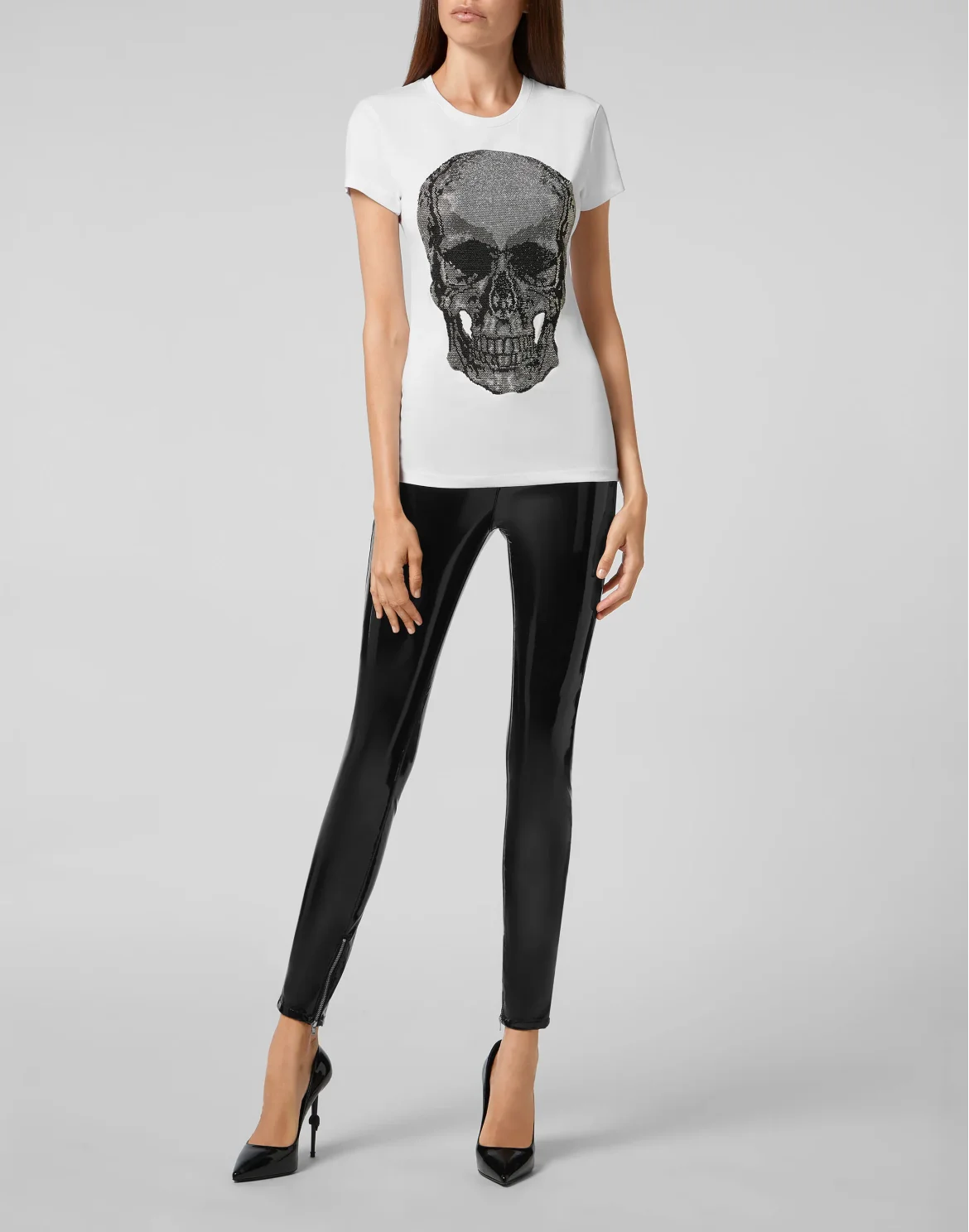 T-shirt Round Neck SS Classic Skull strass, цвет: Белый