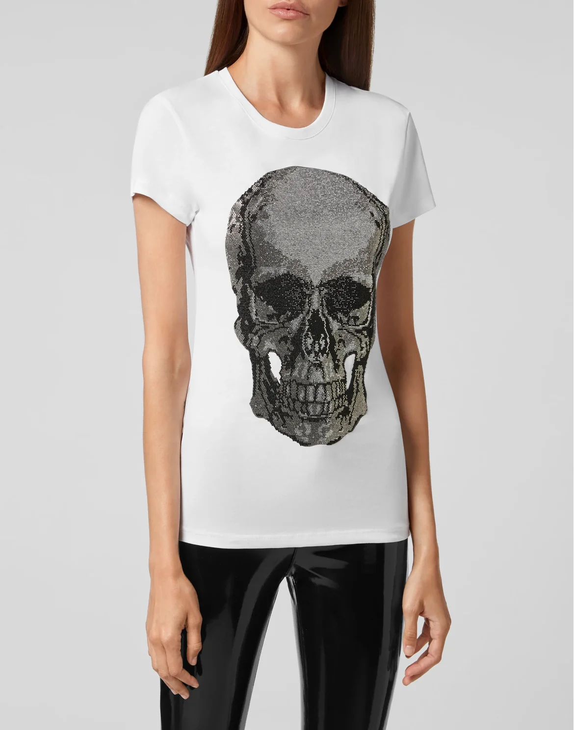 T-shirt Round Neck SS Classic Skull strass, цвет: Белый