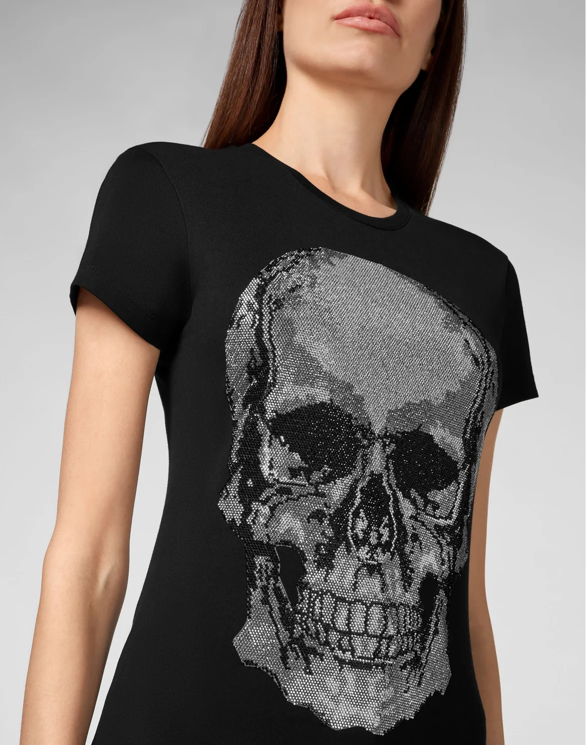 T-shirt Round Neck SS Classic Skull strass, цвет: Черный