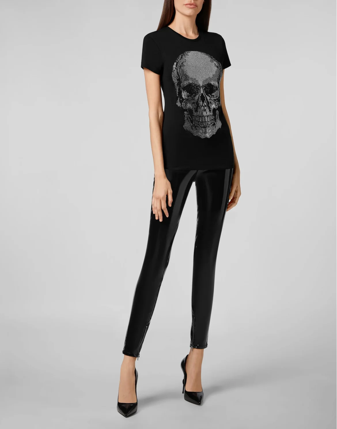 T-shirt Round Neck SS Classic Skull strass, цвет: Черный