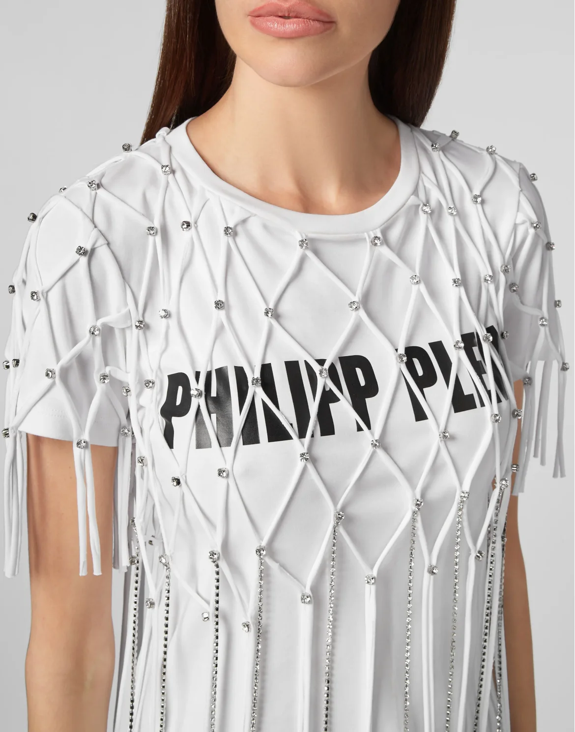 T-shirt Round Neck SS Net Crystal Touch, цвет: Белый