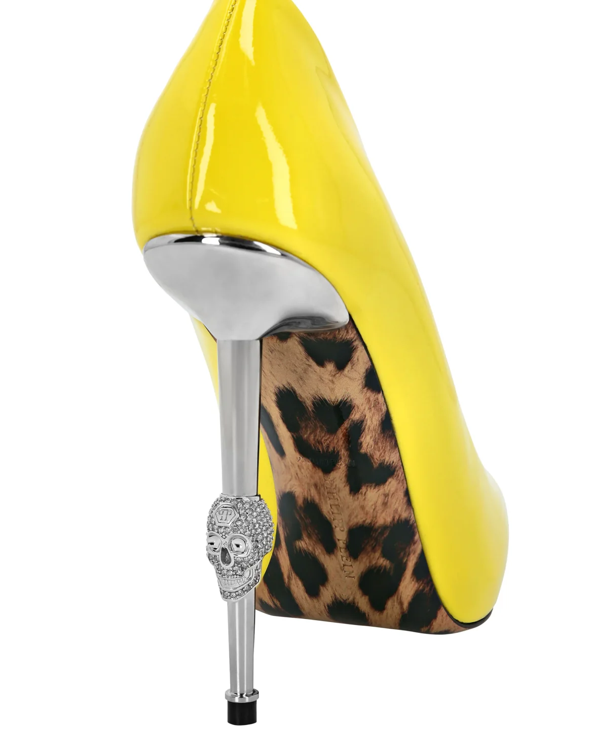 Skull Heel Patent Leather Pumps, цвет: Желтый
