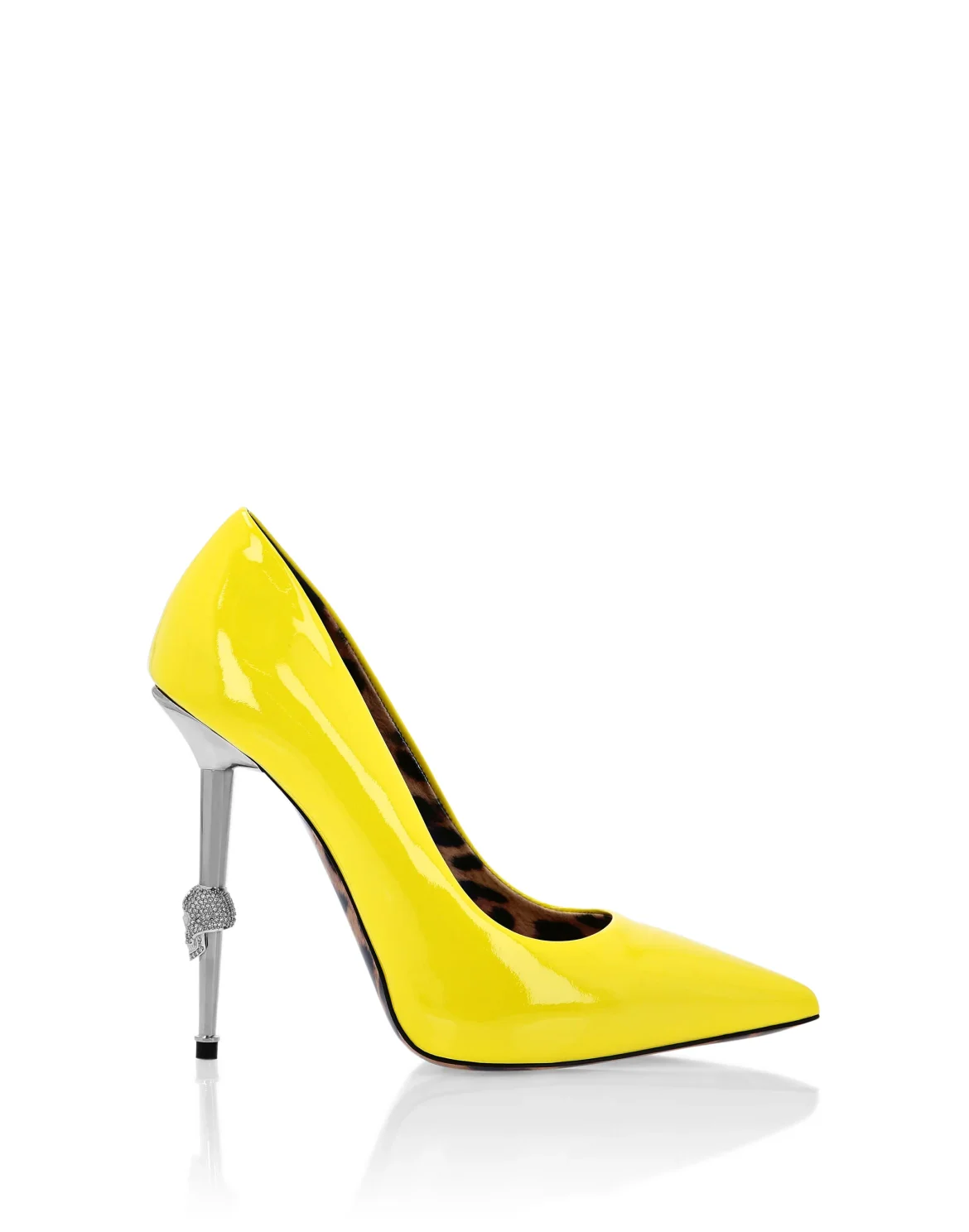 Skull Heel Patent Leather Pumps, цвет: Желтый