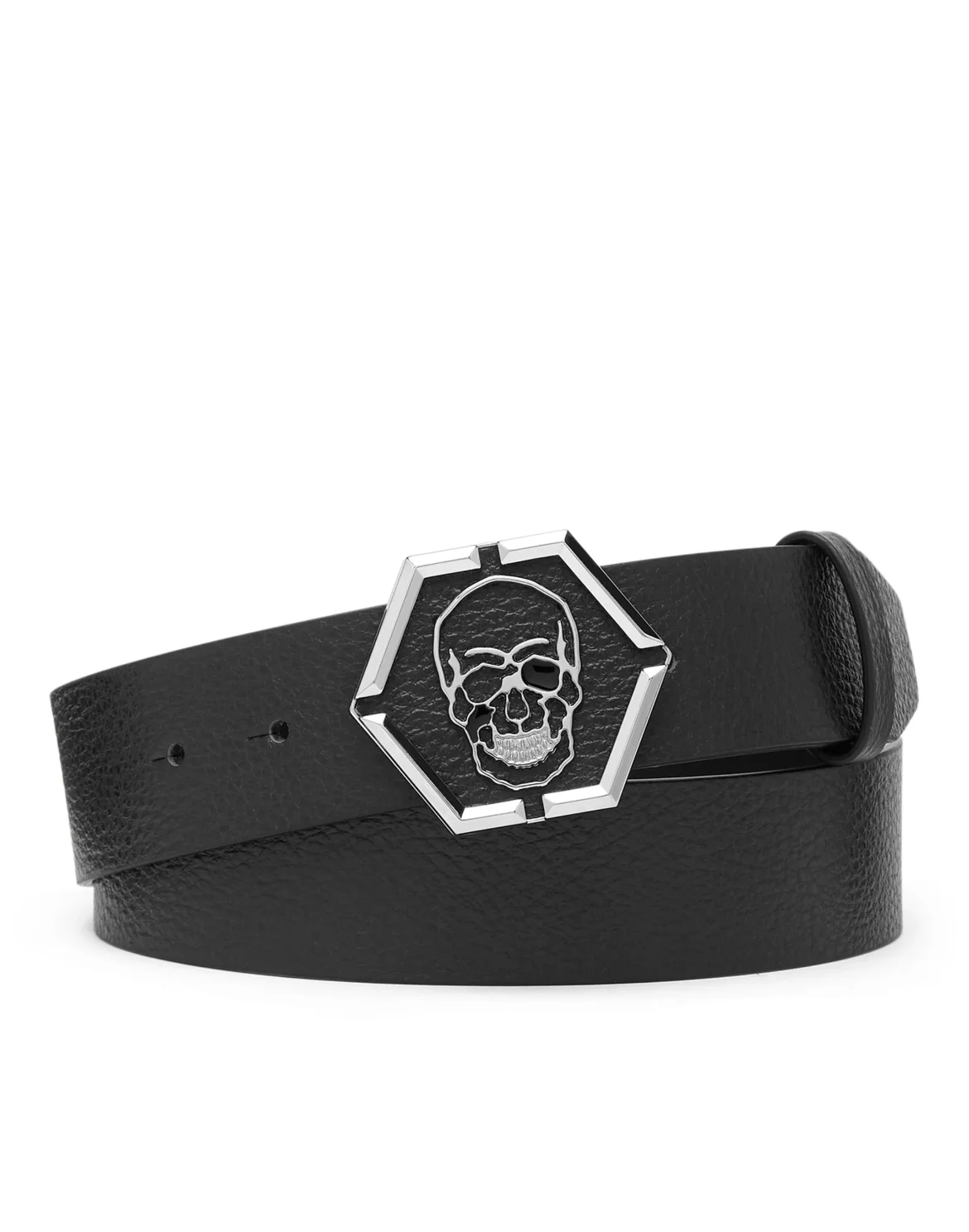 Leather Belt Iconic Plein, цвет: Черный