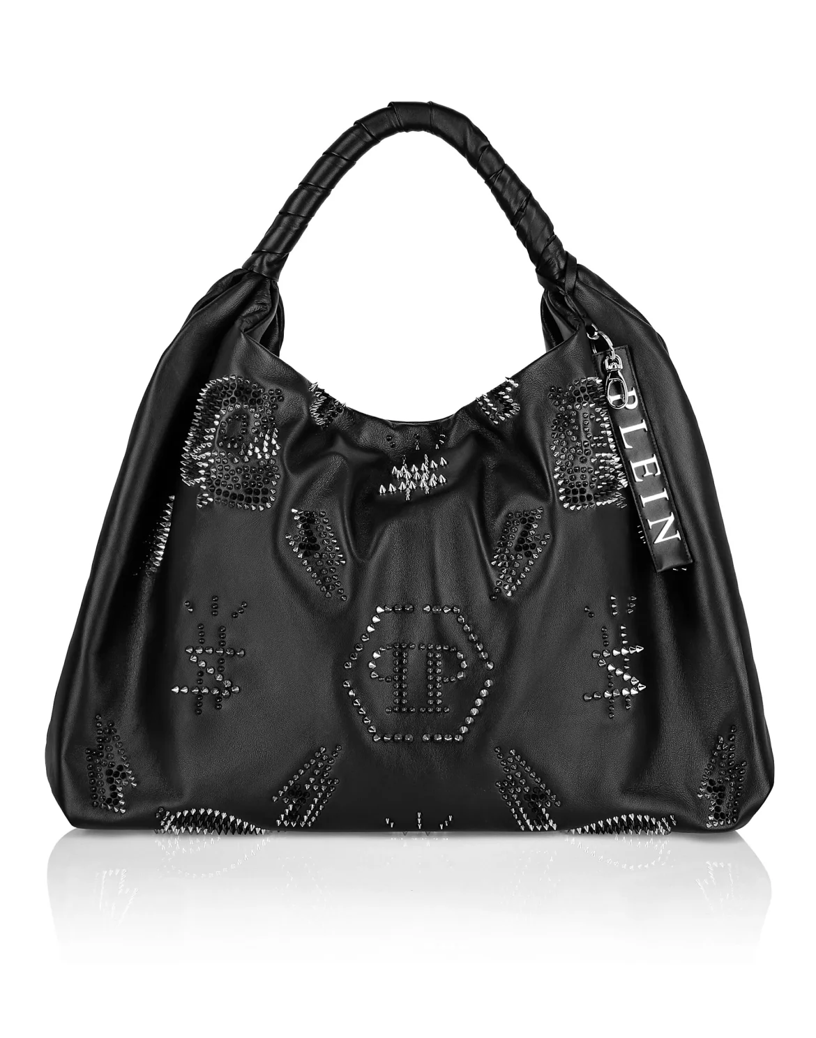 Leather Hobo Bag studs Monogram, цвет: Черный