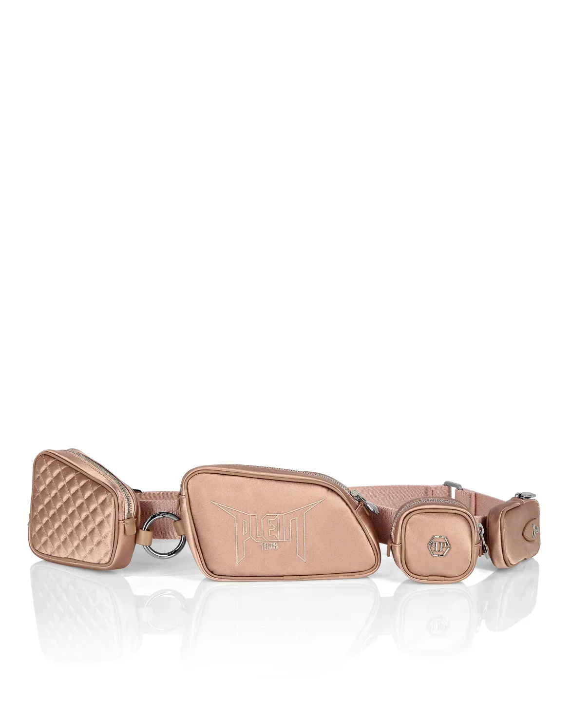 Nylon Pouch matelassè print Iconic Plein, цвет: Бежевый