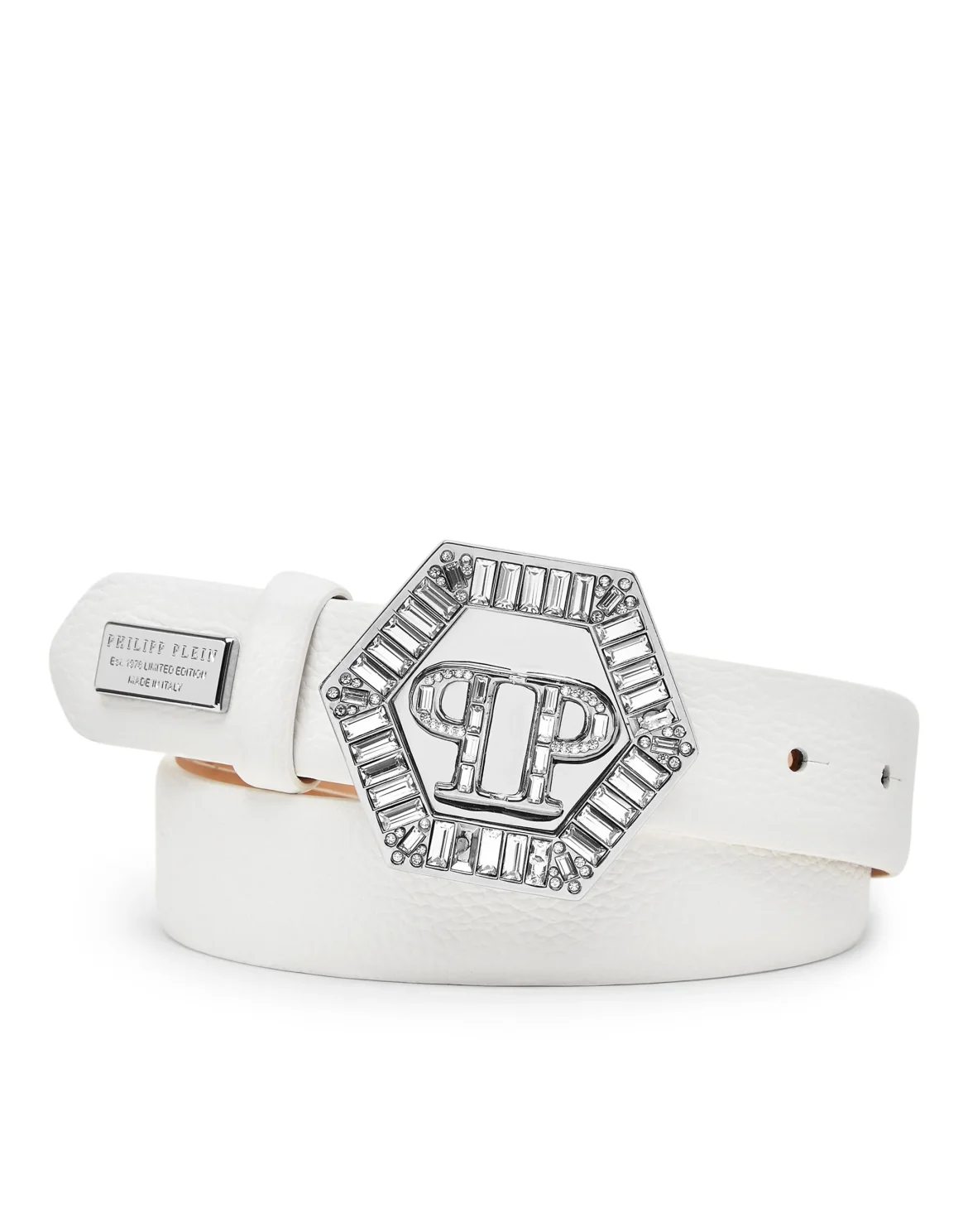 Leather Belt Iconic Plein, цвет: Белый