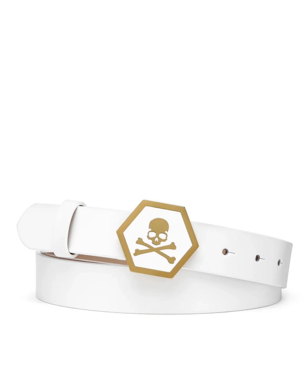 Leather Belt Skull, цвет: Белый