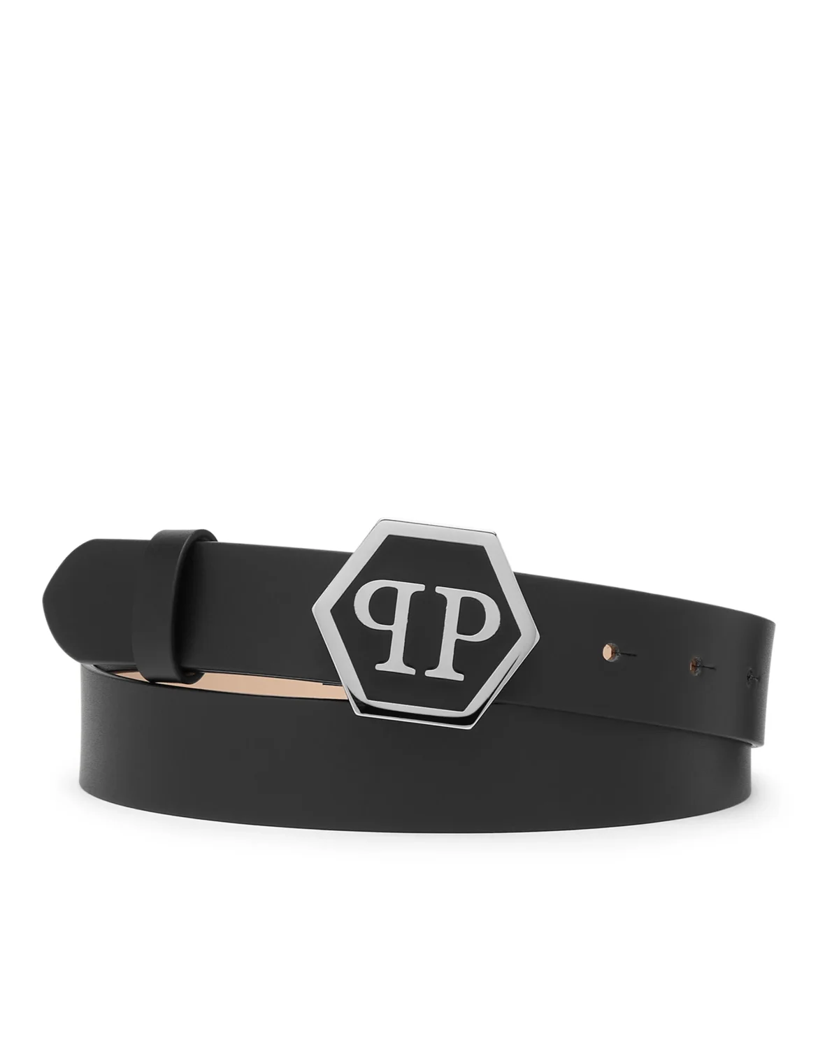 Leather Belt Hexagon, цвет: Черный
