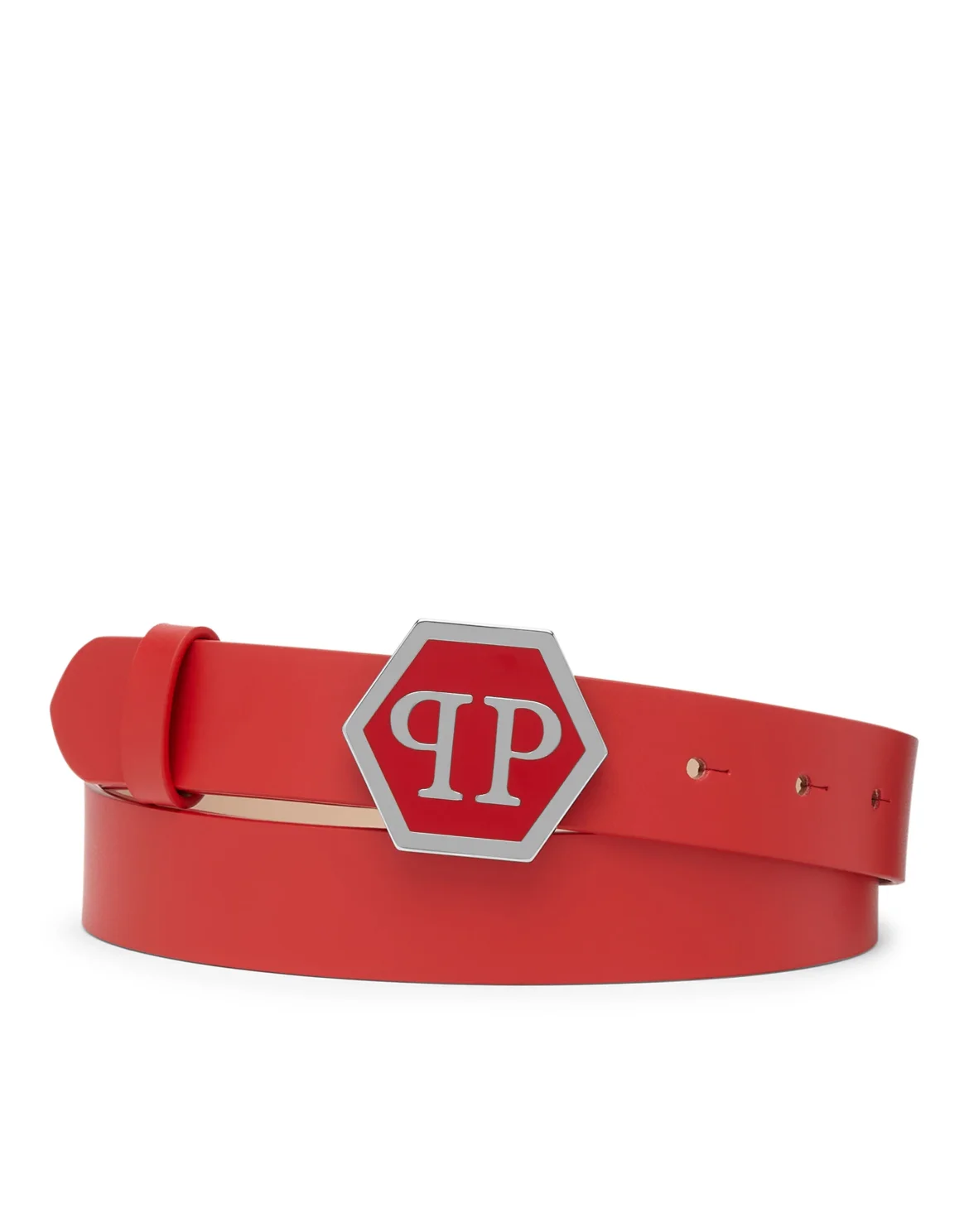 Leather Belt Hexagon, цвет: Красный