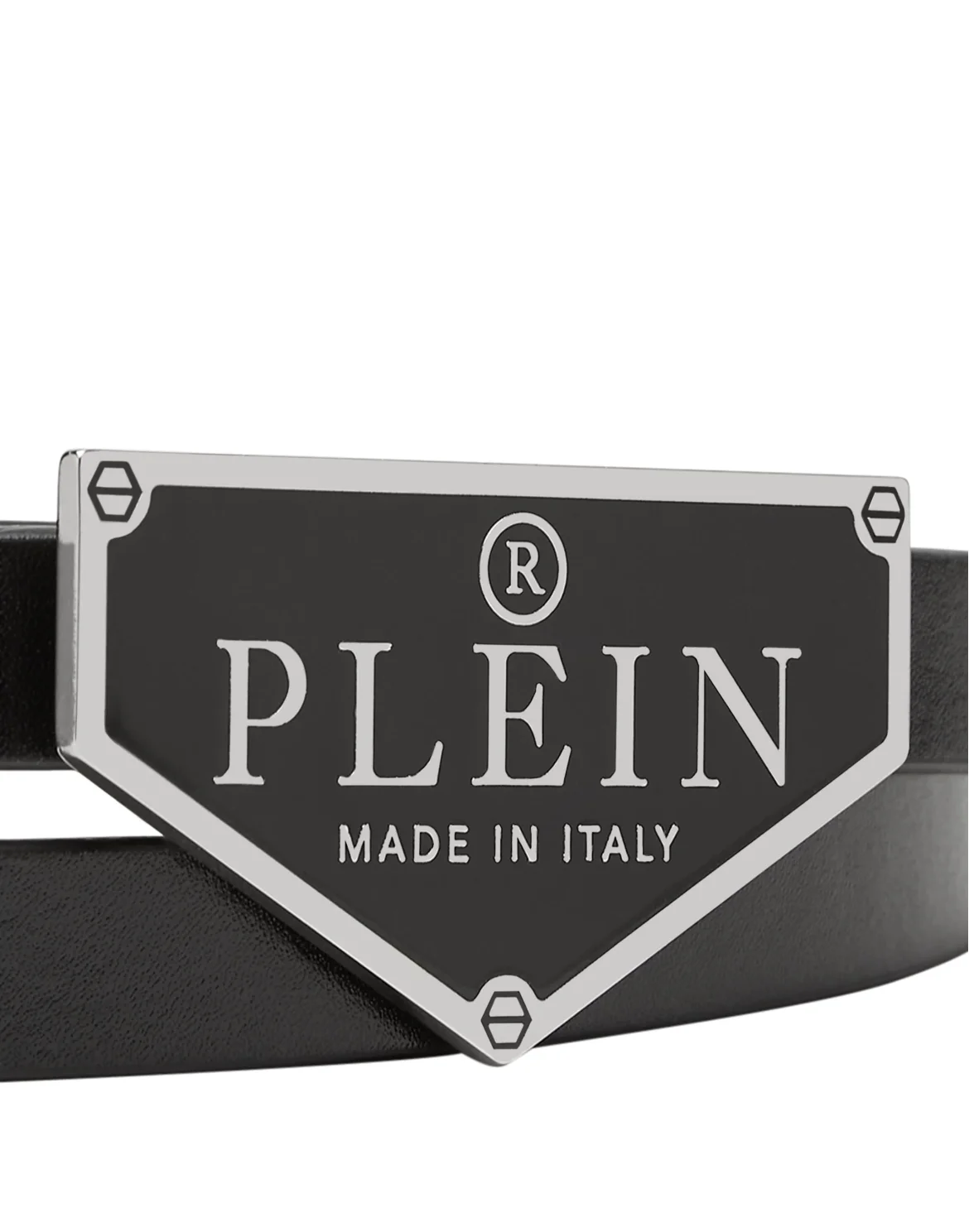 Leather Belt Iconic Plein, цвет: Черный
