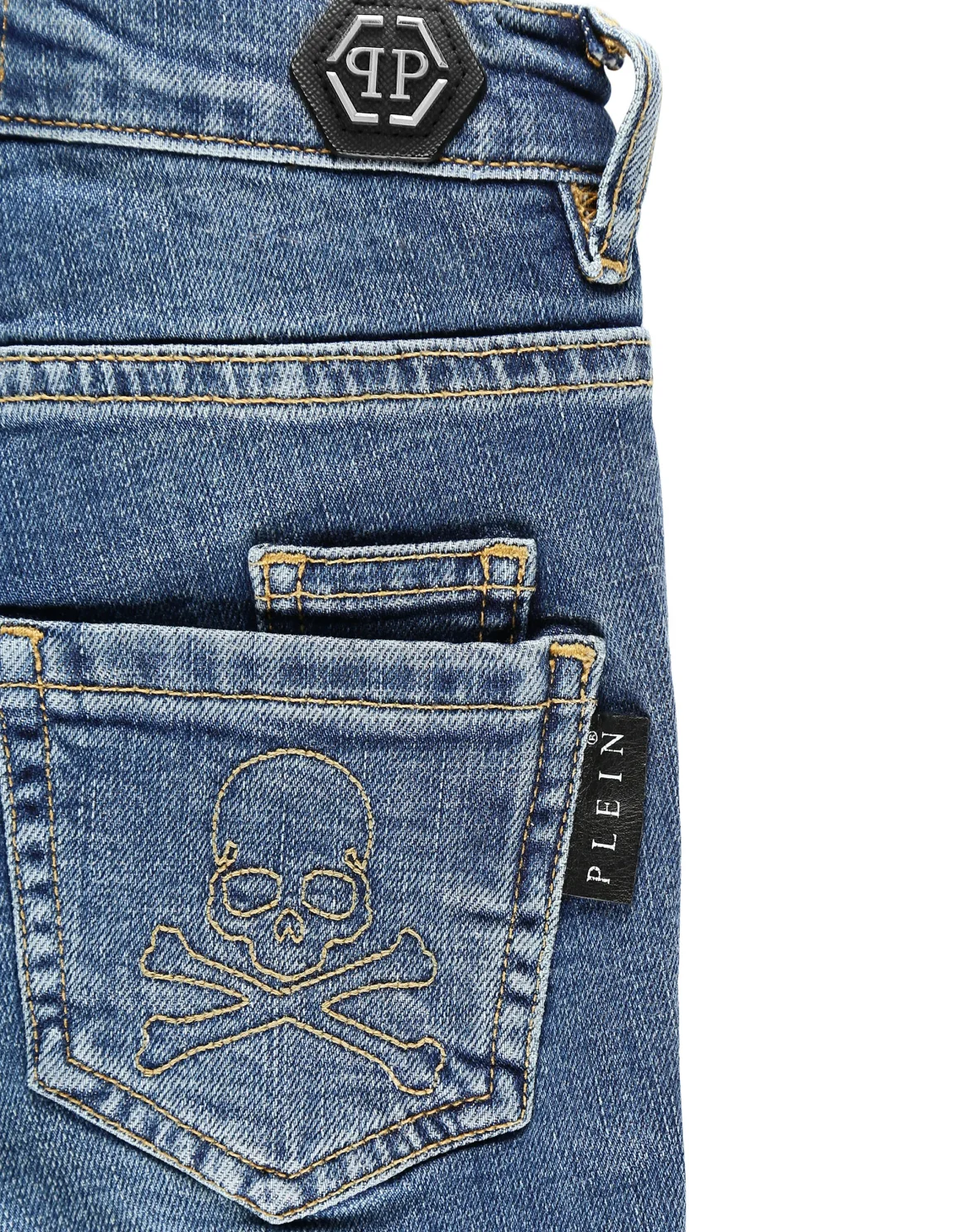 Denim Trousers Short Skull and Plein, цвет: Синий