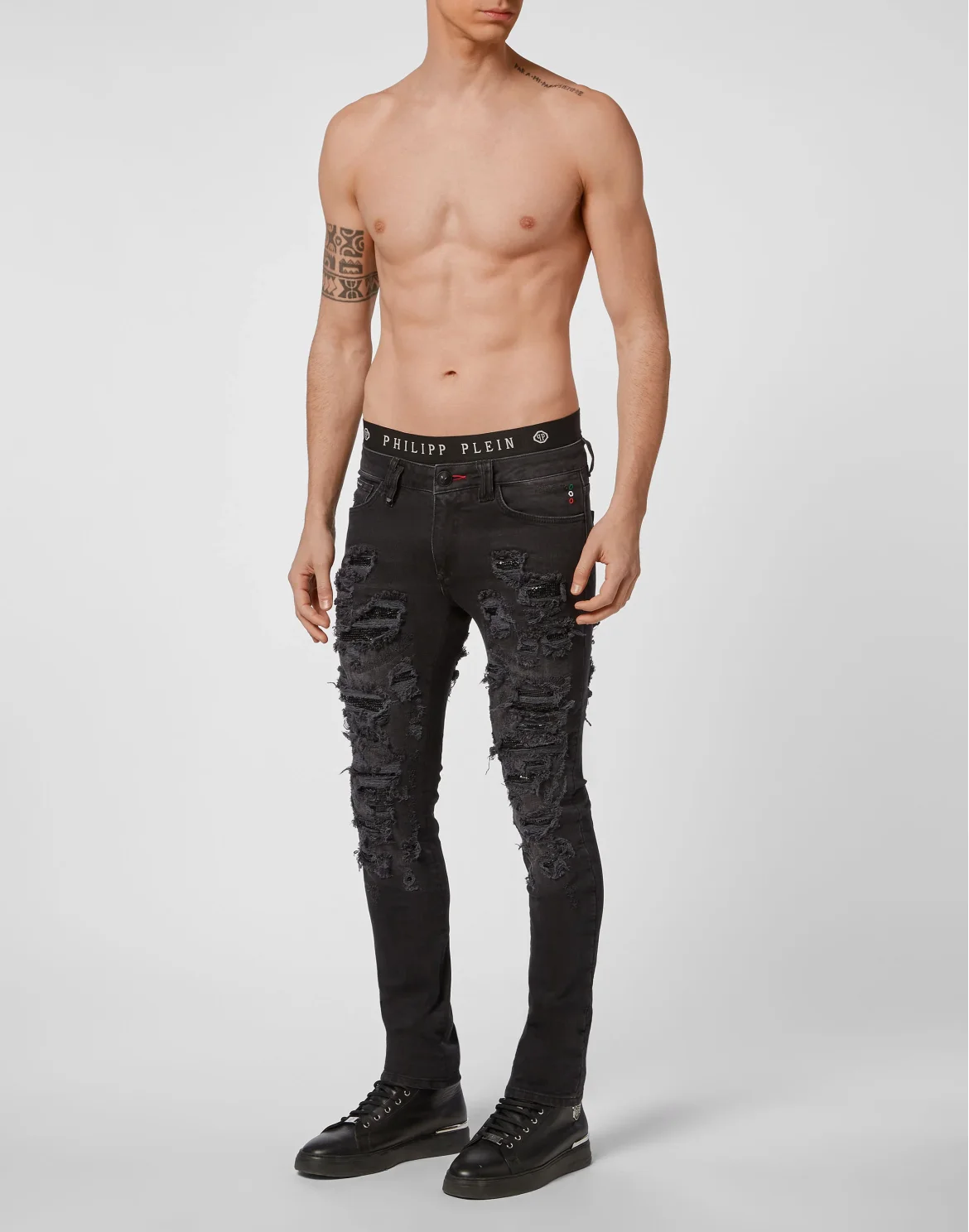 Denim Slim Fit with Metal mesh, цвет: Черный