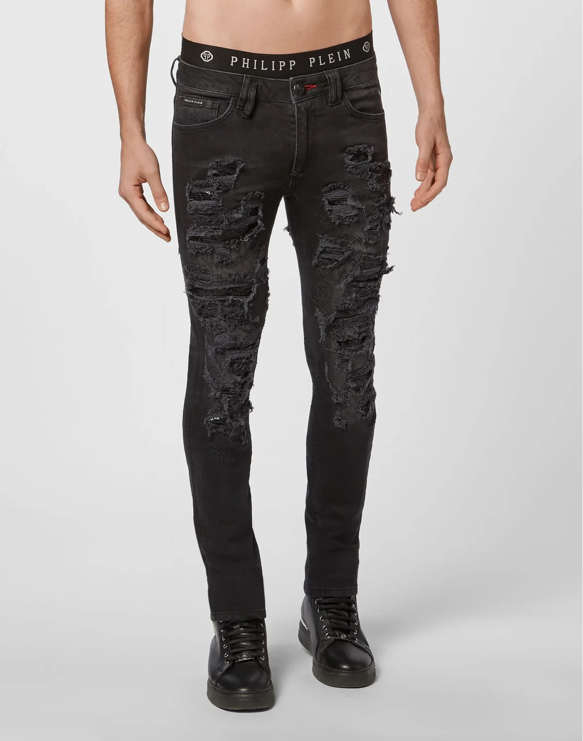 Denim Slim Fit with Metal mesh, цвет: Черный
