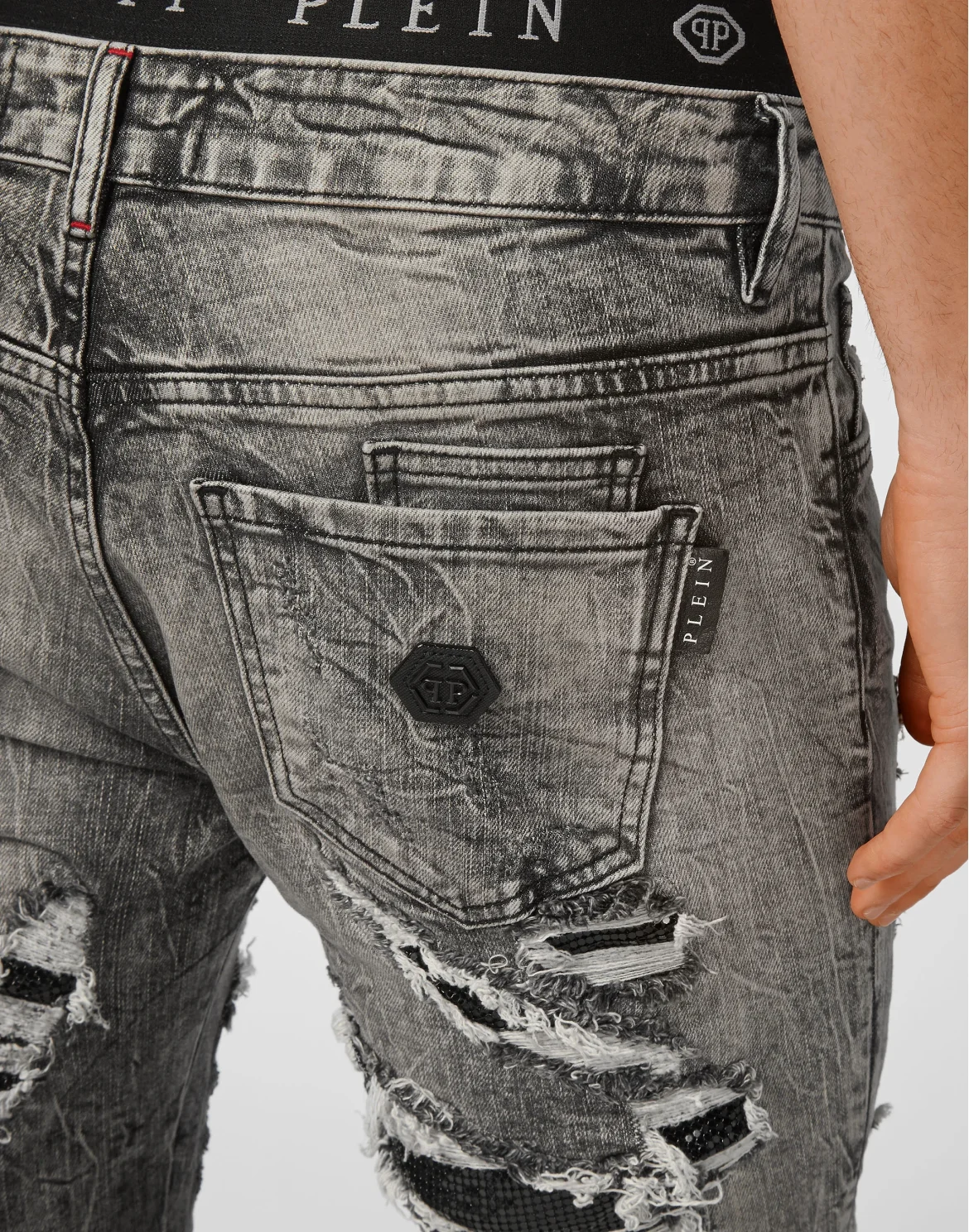 Denim Slim Fit with Metal mesh, цвет: Черный