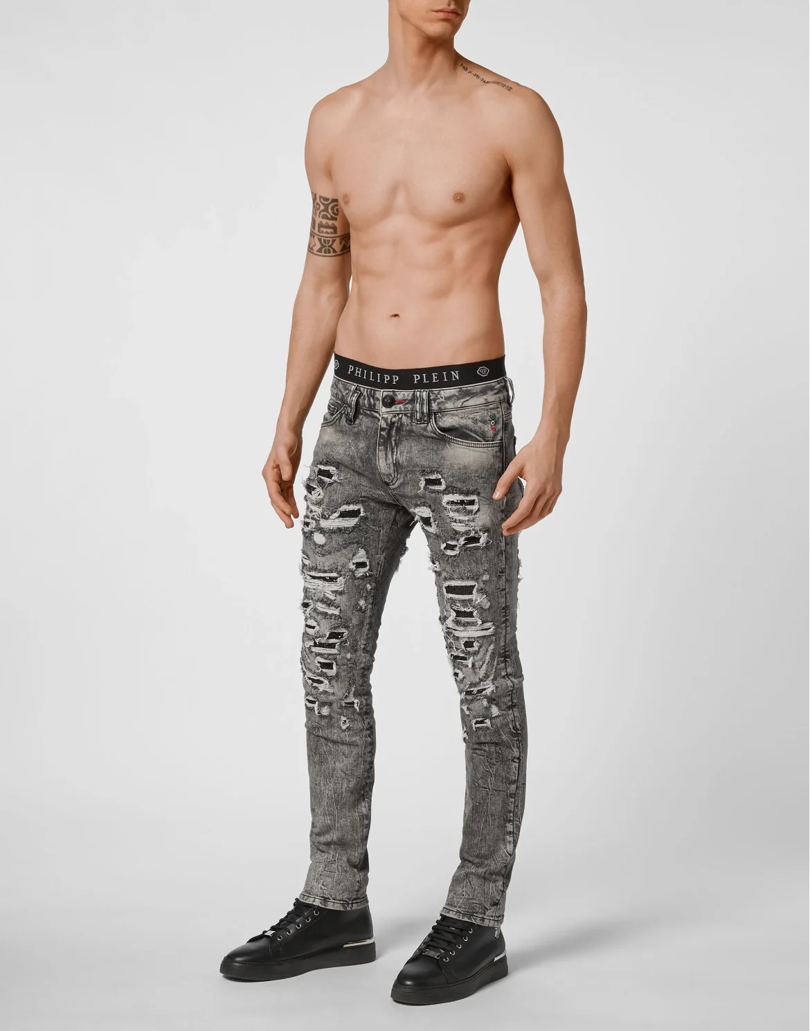 Denim Slim Fit with Metal mesh, цвет: Черный