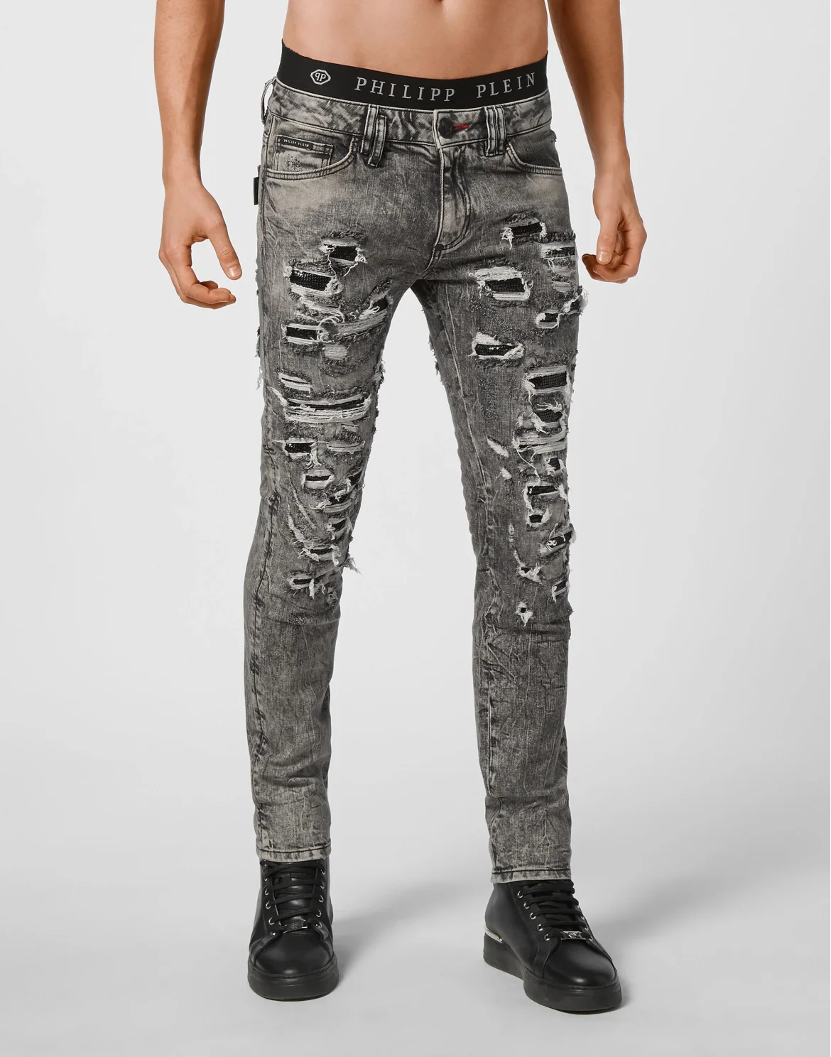 Denim Slim Fit with Metal mesh, цвет: Черный