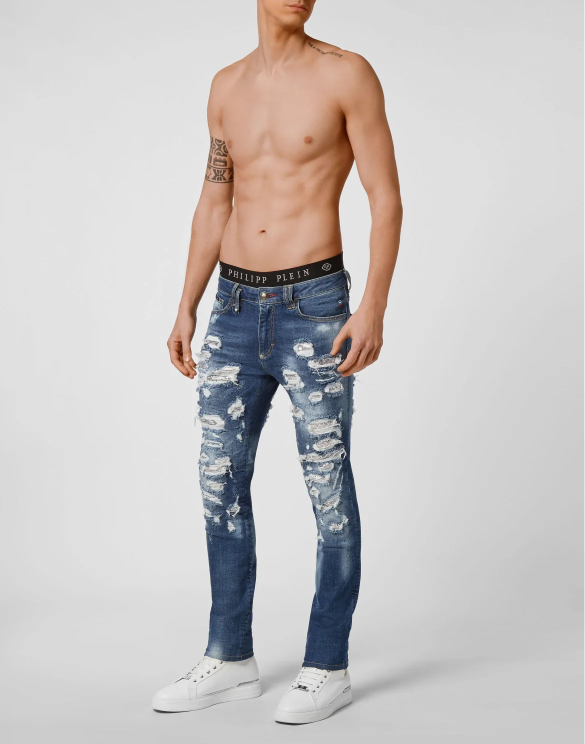 Denim Slim Fit with Metal mesh, цвет: Синий