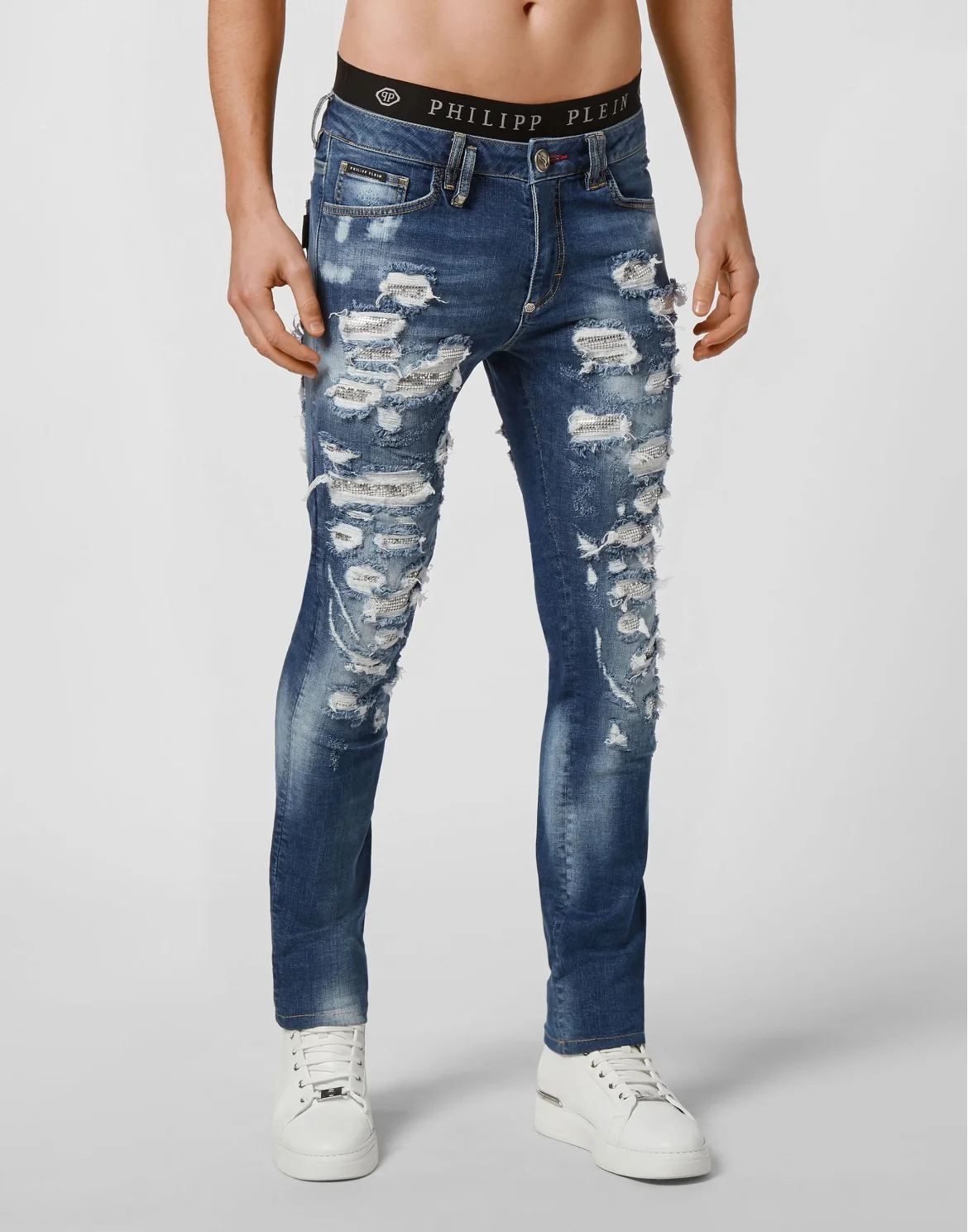 Denim Slim Fit with Metal mesh, цвет: Синий