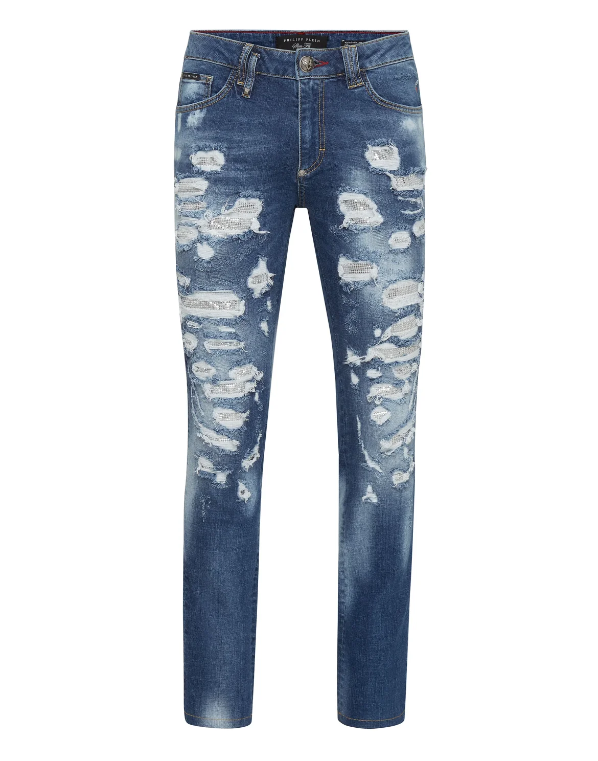 Denim Slim Fit with Metal mesh, цвет: Синий