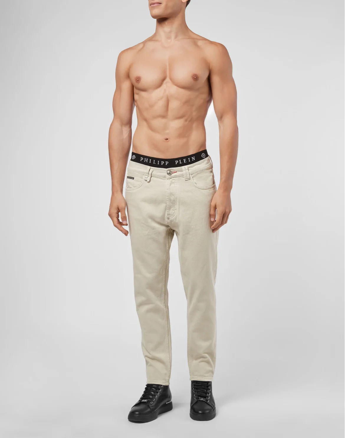 Denim Trousers Carrot Fit Iconic Plein, цвет: Бежевый