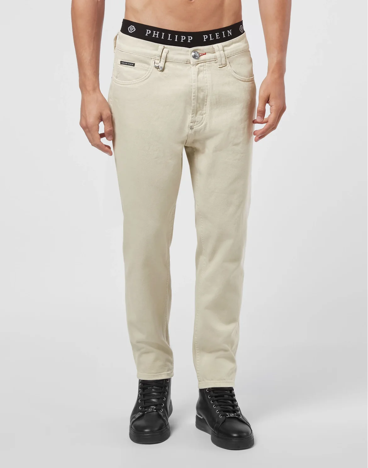 Denim Trousers Carrot Fit Iconic Plein, цвет: Бежевый